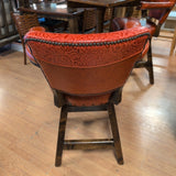 Santiago Red Tooled Leather & Wood Swivel Barstool
