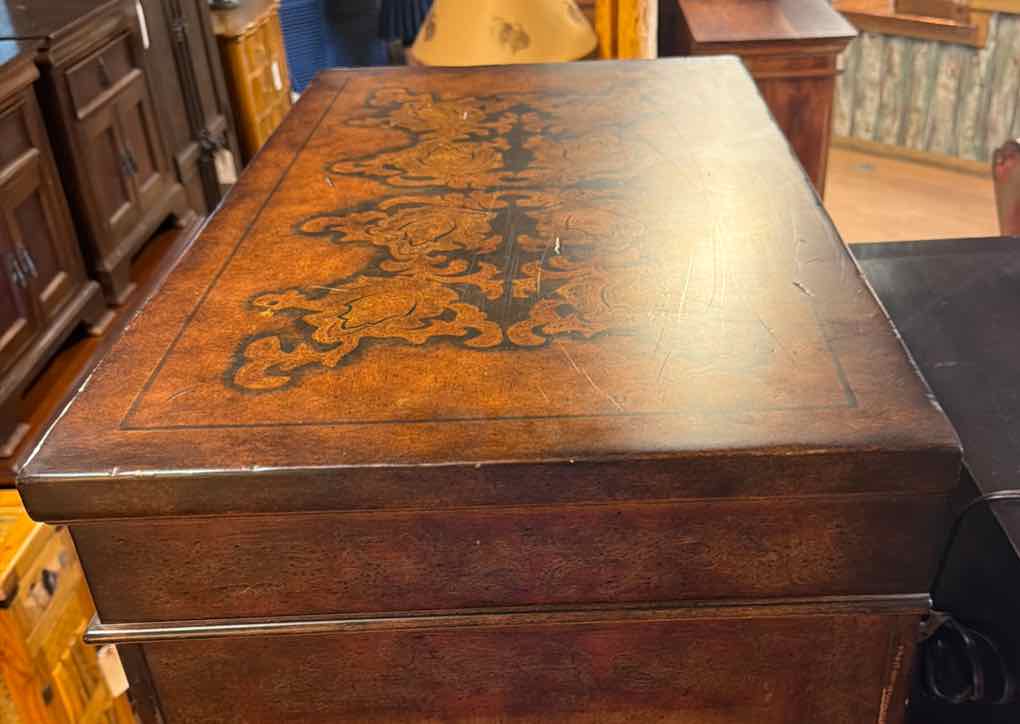 Vanguard 3 Drawer Side Table w/Floral Accents