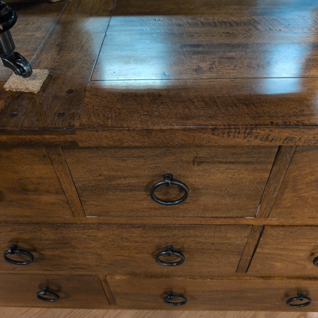 Hardwood 9 Drawer Dresser w/Ring Pulls