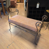 Iron Bench w/Rust Fabric Seat Cushion