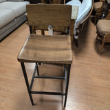 Wood & Metal Shaped Seat Barstool