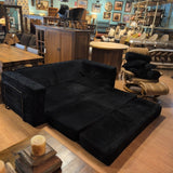 Frameless Black Corduroy Fold Out Sleeper Sofa