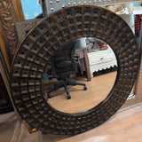 Round Brown Mirror w/Divots