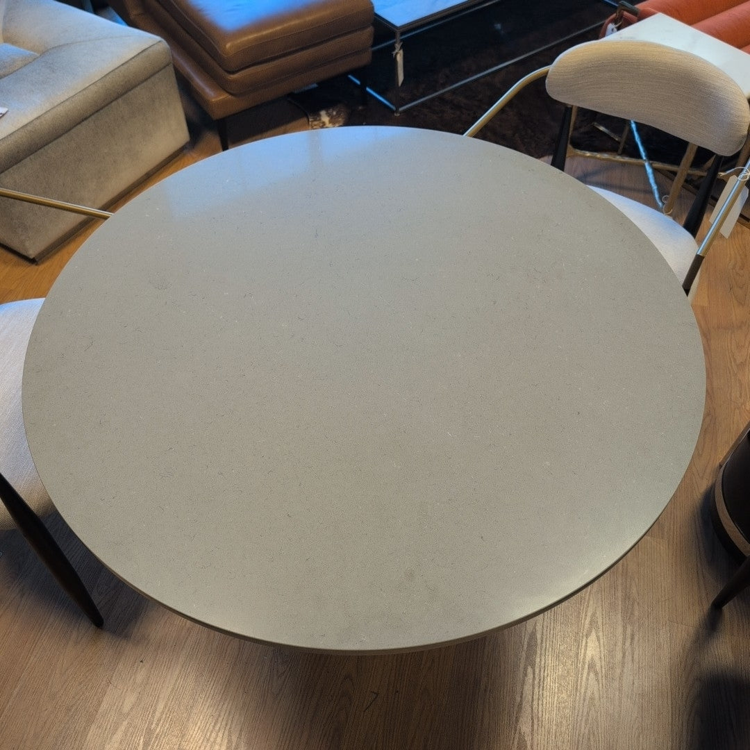Modern Conical Round Metal and Gray Stone Top Table