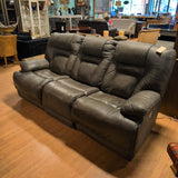 Ashley Wurstrow Powered Dual Reclining Gray Sofa ~ Match Leather ~ Head & Lumbar
