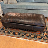 RH Brown Leather Bench
