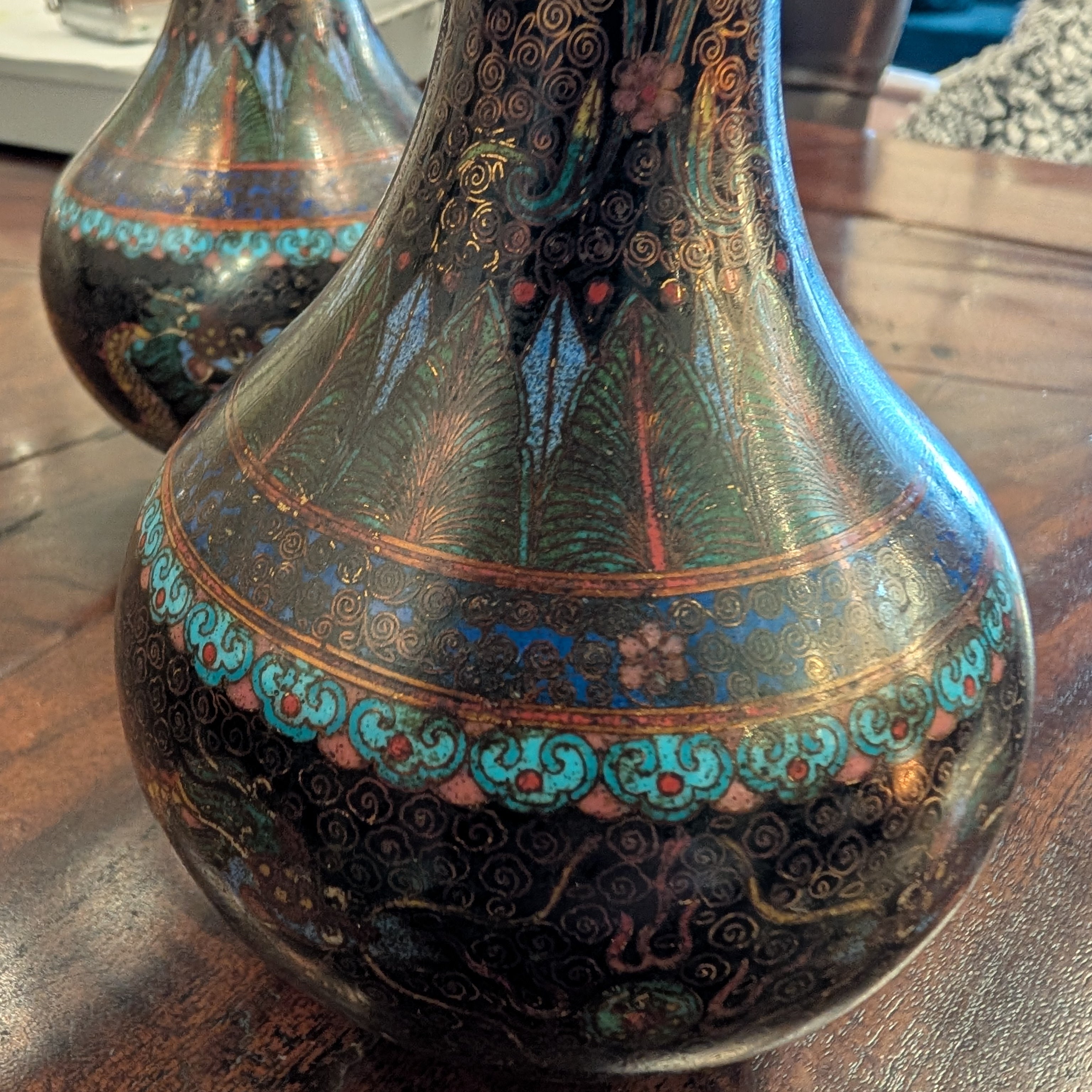Chinese Cloisonne enamel dragon PAIR