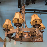 Iron 7 Light Chandelier w/Hide Shades