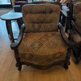 Oversize Wood Frame Arm Chair w/Multi-Color Fabric