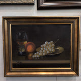 CARLOS MONTESI STILL LIFE WITH GRAPES, ORIGINAL OIL PAINTING, SIGNED, FRAMED