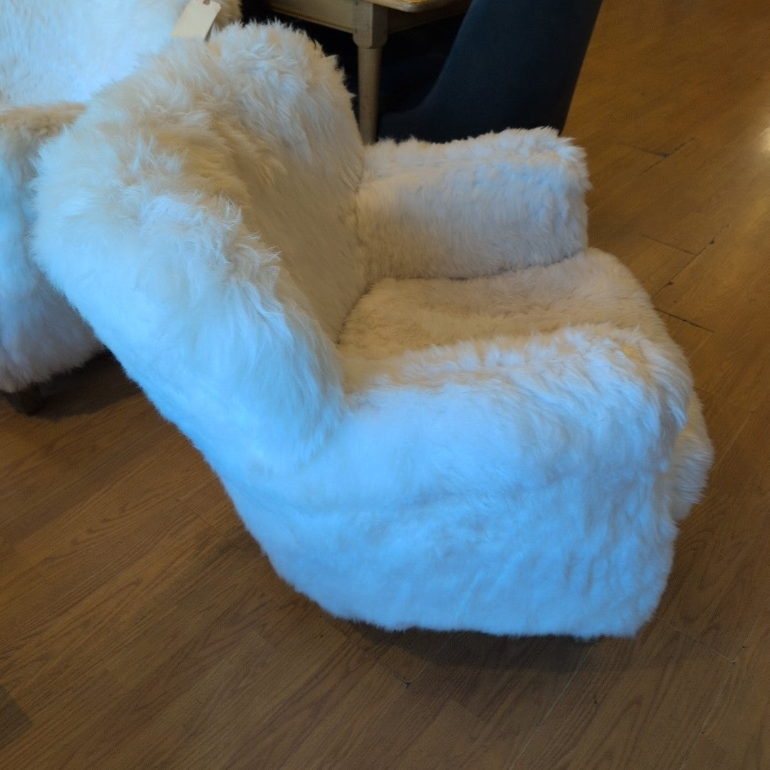 RH White Sheepskin Professor's Chair ~ *AS IS*