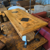 Iron & Inlaid Wood Coffee Table ~ Reclaimed Wood from Hermosa Dairy Barn