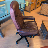 Ekornes Stressless Burgundy Leather Rolling Office Chair