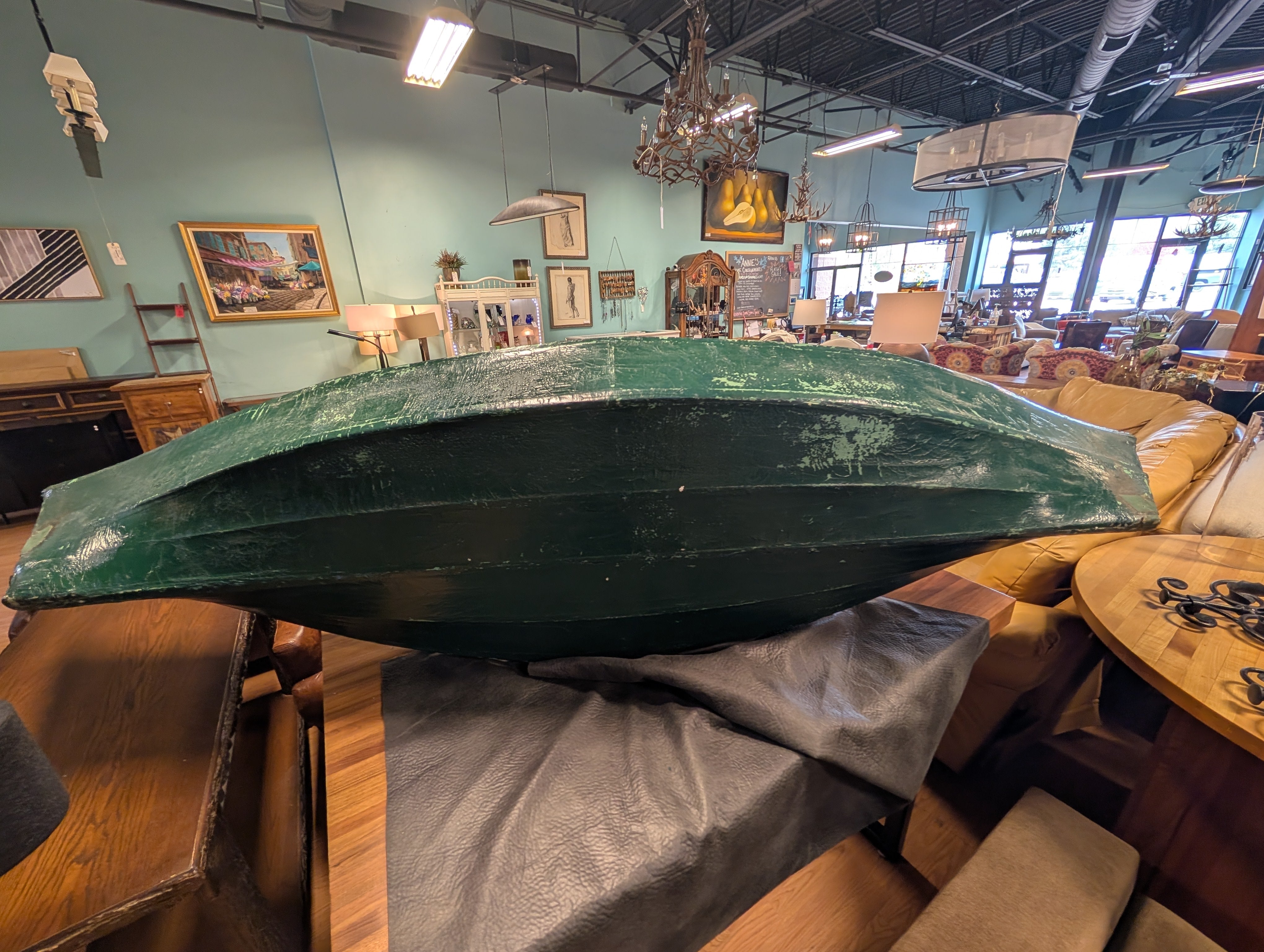 Vintage Decorative Green Kayak