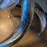 Artistica Valence Spot Petrified Wood Side Table w/Silver Antler Tripod Legs
