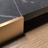 ELEVATED BLACK MARBLE LG TRAY PLATEAU W BRASS-FINISHED METAL CORNERS
