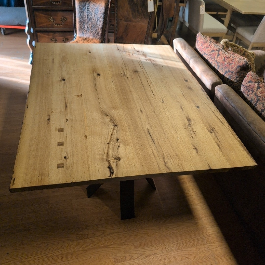 Locally Made Custom Live Edge Wood Top w/Metal Curved Leg Base