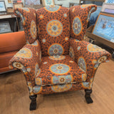 Unique WingBack armchair colorful fabric