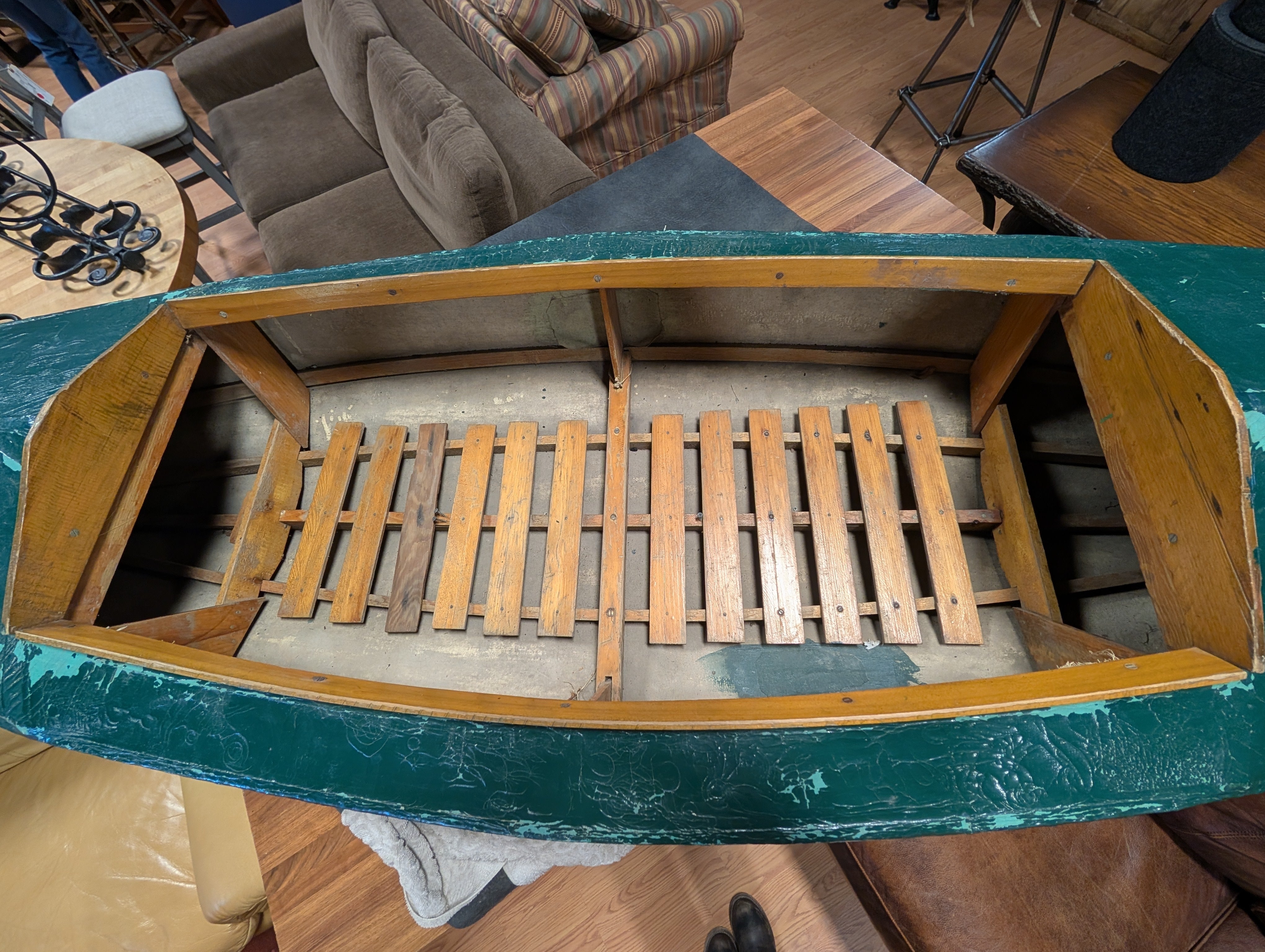 Vintage Decorative Green Kayak