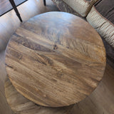 Classic Home Emma 2pc Wood & Black Metal Round Tables