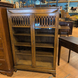 BOOKCASE antique oak  w/glass doors