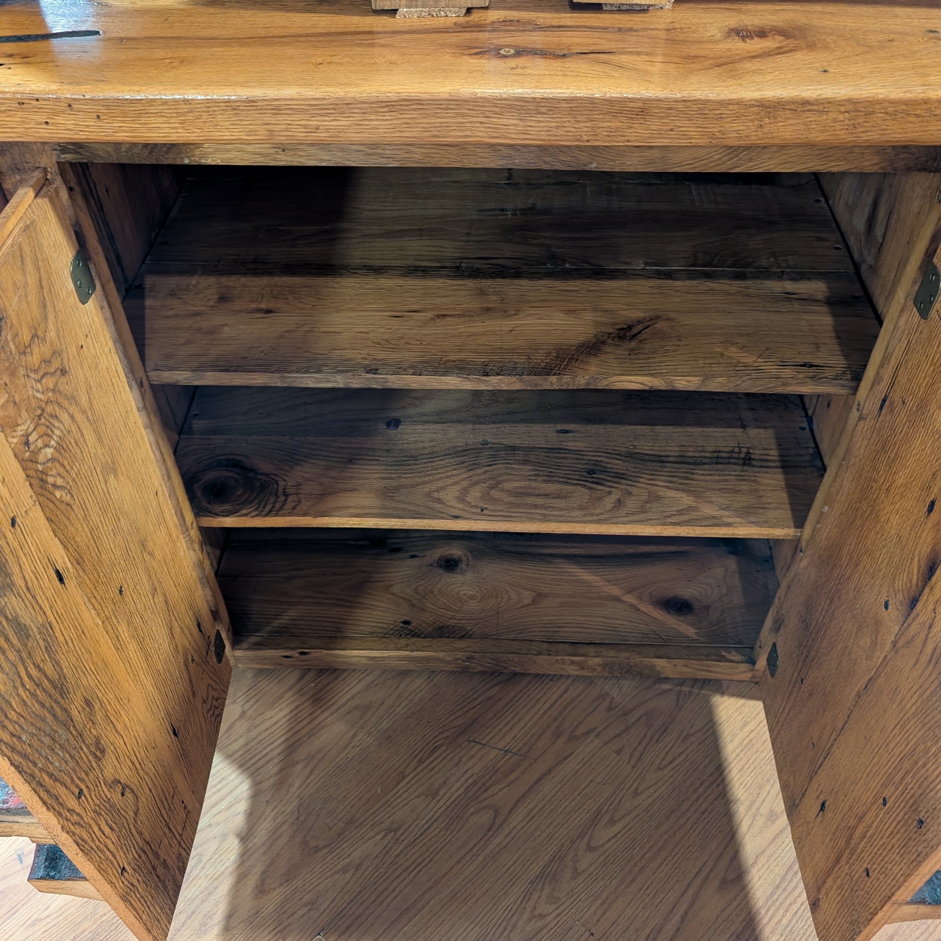 Custom Made Western Wagon Wheel and Haim Cabinet