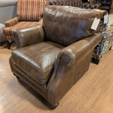 Craftmaster Brown Leather Rolled Arm Chair