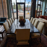 Custom Made Wood Dining Chairs ~ Silk Covering ~ Set of 10