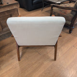 Davis Office Wood & White Fabric Arm Chair