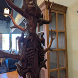BLACK FOREST CARVED BEAR COAT HAT HALL TREE W MIRROR