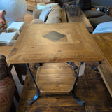 Iron & Inlaid Wood Side Table ~ Reclaimed Wood from Hermosa Dairy Barn