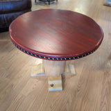 Log Base Side Table w/Painted Red Round Top