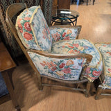 FRENCH PROVINCIAL LOUIS XV STYLE CHAIR & OTTOMAN