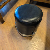 Cayman Black Leather Ottoman w/Chrome Frame