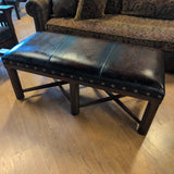 Studded Leather Bench ~ X Base ~ 6 Leg