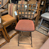 Iron Swivel Barstool w/Red Brown Seat Fabric