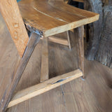 Wagon Wheel Glass Insert Dining Table w/Curved 4 Bench Chairs