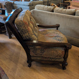 Oversize Wood Frame Arm Chair w/Multi-Color Fabric