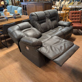Ashley Wurstrow Powered Dual Reclining Gray Sofa ~ Match Leather ~ Head & Lumbar