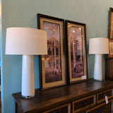 NATURAL LIGHT COLONNADE CERAMIC CYLINDRICAL STONE-LOOK TABLE LAMP ~ **PAIR**