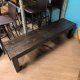 Long Dark Stain Wood Bench