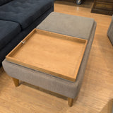 Reversible Top Taupe Ottoman w/Trays