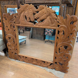 Carved Wood Mirror ~ Horse Heads