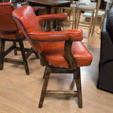 Santiago Red Tooled Leather & Wood Swivel Barstool