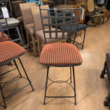 Iron Swivel Barstool w/Red Brown Seat Fabric