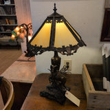 Ron Herron bronze with stained glass lamp