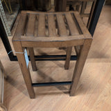 Saddle Style Slatted Seat Dark Stain Barstool