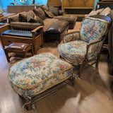 FRENCH PROVINCIAL LOUIS XV STYLE CHAIR & OTTOMAN
