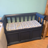 Painted Blue Bench w/Storage & Cushion