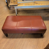 Lee Industries Red Leather Ottoman